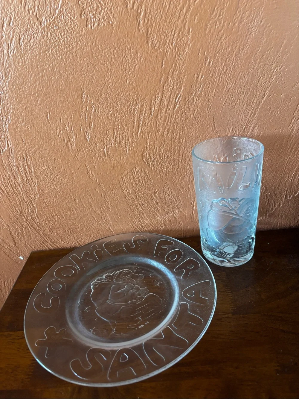 Vintage Princess House Crystal “Cookies for Santa”  Tumbler and Plate Set